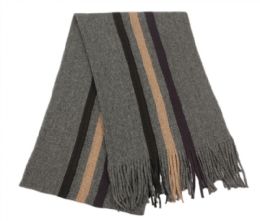 6 pieces of Men's Winter Knit Stripe Scarf Charcoal