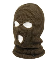 12 pieces 3 Holes Knit Winter Sports Mask Olive - Unisex Ski Masks