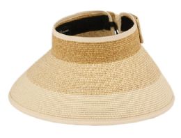 6 pieces Packable Braid Paper Straw Visor Mix Natural - Sun Hats
