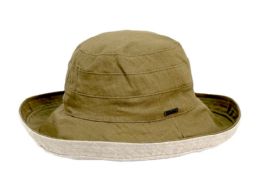 6 pieces Cotton/linen Reversible Sun Cloche Hats Olive - Sun Hats