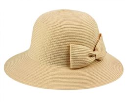 6 pieces Packable Poly Braid Bucket Sun Hats With Ribbon Khaki - Sun Hats