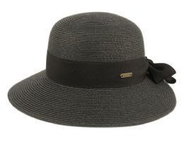 6 pieces Paper Straw Braid Cloche Hats With Grosgrain Band Black - Sun Hats