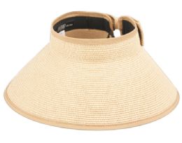 6 pieces 5 Inch Packable Braid Paper Straw Visor Natural - Sun Hats