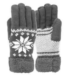 12 pieces Snowflake Winter Knit Gloves W/screen Touch Assorted - Fleece Gloves