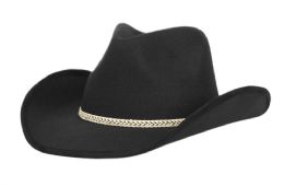 12 pieces Poly Felt Western Cowboy Hats W/braid Band Assorted - Cowboy & Boonie Hat