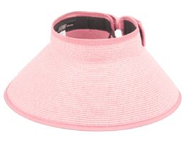 6 pieces 5 Inch Packable Braid Paper Straw Visor Pink - Sun Hats