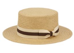 6 pieces Toyo Paper Straw Richman Brothers Boater Hats Assorted Lt Brown - Sun Hats