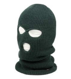 12 pieces 3 Holes Knit Winter Sports Mask Hunter Green - Unisex Ski Masks
