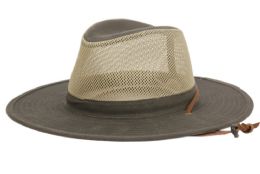 12 pieces Outdoor Safari Hats With Mesh Crown Assorted Dark Gray - Sun Hats
