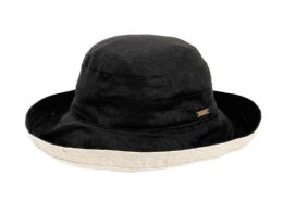 6 pieces Cotton/linen Reversible Sun Cloche Hats Black - Sun Hats