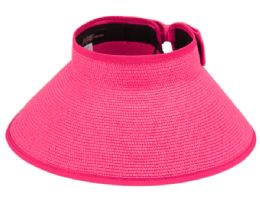 6 pieces 5 Inch Packable Braid Paper Straw Visor Hot Pink - Sun Hats
