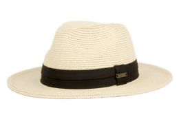 6 pieces Panama Paper Straw Braid Hats With Grosgrain Band Assorted Natural - Sun Hats