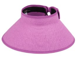 6 pieces 5 Inch Packable Braid Paper Straw Visor Lavender - Sun Hats