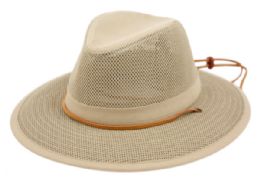6 Wholesale Outdoor Safari Hats With Mesh Crown & Brim Khaki