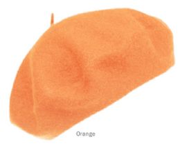 6 Wholesale Unisex Classic Wool Beret Hats Orange