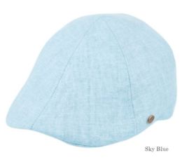 6 Wholesale Linen Duckbill Ivy Caps Assorted Sky Blue