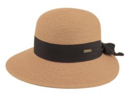 6 pieces Paper Straw Braid Cloche Hats With Grosgrain Band Lt Brown - Sun Hats