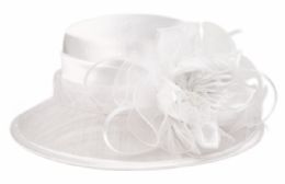 12 pieces Fascinator With Big Flower Trim White - Church Hats