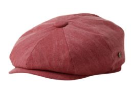 6 Wholesale Herringbone Cotton Twill Newsboy Hats Assorted Burgundy