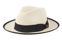 6 Wholesale Richman Brothers Linen Fedora Hats With Grosgrain Band Assorted Natural/Black