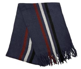 6 pieces of Men's Winter Knit Stripe Scarf Navy