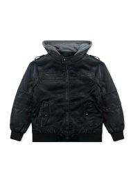 24 Pieces Boys Faux Leather Jacket In Black Assorted Sizes 8-16 - Boys Winter Jacket