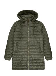 24 Pieces Womens Longline Hooded Puffer Jacket With Sherpa Lining In Army Green Assorted S-2xl - Women's Winter Jackets