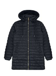 24 Pieces Womens Longline Hooded Puffer Jacket With Sherpa Lining In Black Assorted S-2xl - Women's Winter Jackets