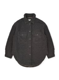 12 Pieces Womens Sherpa Fleece Shirt Jacket In Charcoal Gray Assorted Sizes S-xl - Women's Winter Jackets