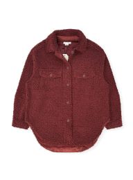 12 Pieces Womens Sherpa Fleece Shirt Jacket In Red Assorted Sizes S-xl - Women's Winter Jackets