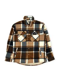 12 Pieces Mens Shirt Jacket With Sherpa Lining In Brown Assorted Sizes S-2xl - Men's Winter Jackets