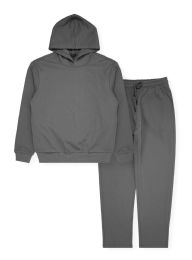 12 Pieces Mens Pullover Hoodie & Jogger Set In Gray Assorted Sizes S-2xl - Men's Activewear