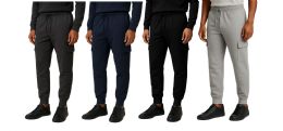Mens Cotton Fleece Cargo Joggers Assorted Colors And Sizes M-2xl