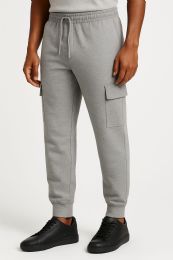 Mens Cotton Fleece Cargo Joggers In Heather Gray Assorted Sizes M-2xl