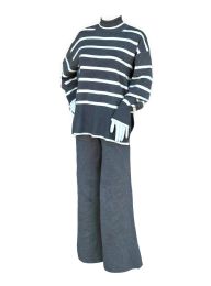 12 Pieces Womens 2-Piece Striped Knit Lounge Set Size S/m And L/xl , Gray - Women's Active Wear Sets