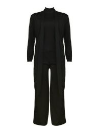 Womens 3-Piece Ribbed Knit Loungewear Set In Black Sizes S/m And L/xl