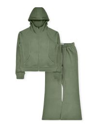 Womens ZiP-Up Jacket & WidE-Leg Pants Set Assorted Sizes S-Xl, Green