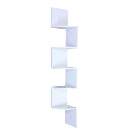 Home Basis 5 Tier Corner Shelving, White