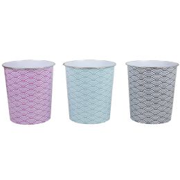 24 pieces Chevron 5 Liter Open Top Compact Decorative Round Waste Bin - Waste Basket