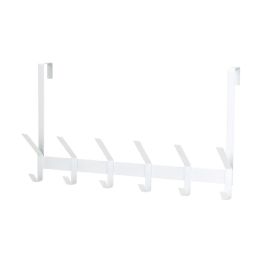 12 pieces Over The Door Hanging Rack With 6 Double Hooks, White - Hooks