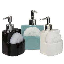 12 pieces 8 Oz. Square Ceramic Soap Dispenser With Sponge - Soap Dishes & Soap Dispensers