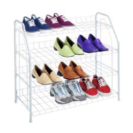 6 pieces of 4 Tier Wire Enamel Coated Steel Shoe Rack, White