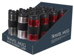 12 pieces Stainless Steel Travel Mug With Rubber Grip - Drinking Water Bottle