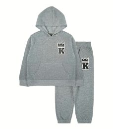 24 Pieces Boys 2pc Fleece Set Sizes 4-7 Heather Gray - Boys Hoodies and Sweaters