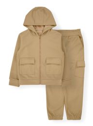 12 Pieces Boys Waffle Zip Hoodie And Jogger Set Sizes 6-16 Beige - Boys Hoodies and Sweaters