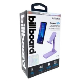 12 pieces Billboard Power Up 10000 Mah Powerbank With Folding Phone & Tablet Stand In Lavender - Chargers & Adapters