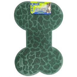 12 pieces of Mod Dog 24"x16" Bone Shaped Feeding Mat In Green With Spotted Design