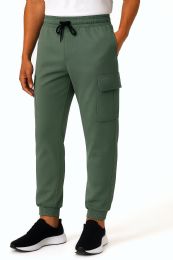 144 Pieces Mens Cotton Fleece Cargo Joggers In Basil Assorted Sizes S-xl - Mens Sweatpants