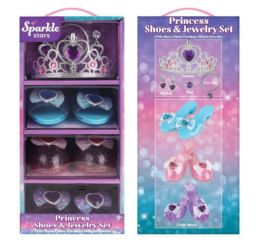 Princess Shoes & Jewelry Set - Pink/purple/ Blue 3 Pair