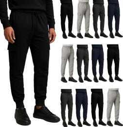 Mens Cotton Fleece Cargo Joggers In Assorted Colors Assorted Sizes S-2xl